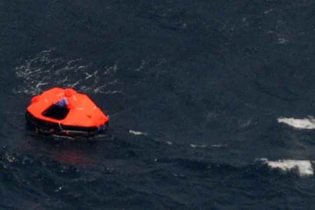 Life raft from the Japanese patrol aircraft. Picture: Royal Navy