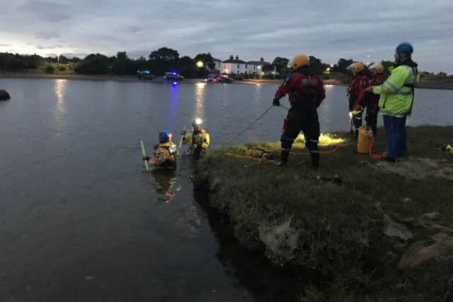 Gafirs helping search Stoke Lake in Gosport after a paddle board was found yesterday. Picture: Gafirs