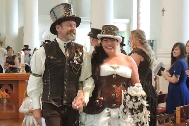 Mike & Peta tied the knot in their own spectacular steampunk fashion