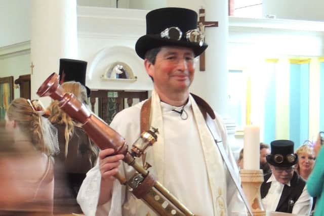 Even the vicar, Andy Davis, got involved in the steampunk proceedings