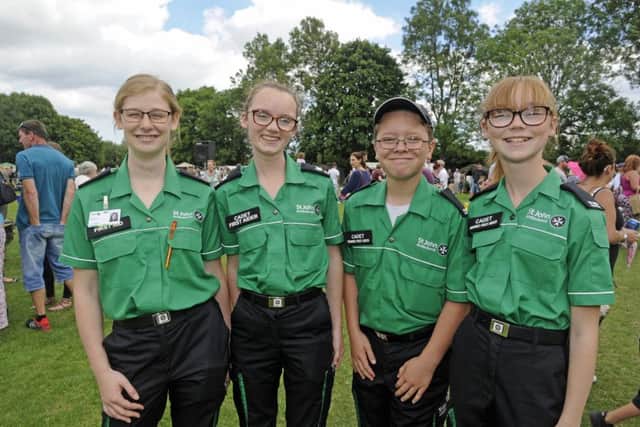 From left: The St John Ambulance show team - Chloe Wadsworth, 19, Lucy Carlile, 16, Tomas Russel, 12,, and Phoebe Carlile, 13.