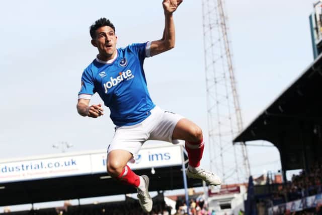 Gary Roberts celebrates his goal against Plymouth in front of the Sky Sports cameras. Picture: Joe Pepler