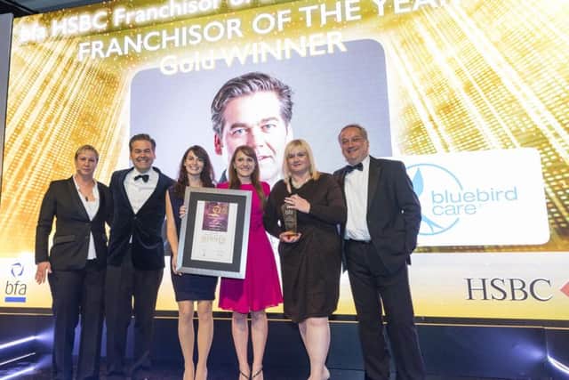 The Bluebird Care team accept the gold award for Franchisor of The Year Picture: rogerharrisphotography.co.uk