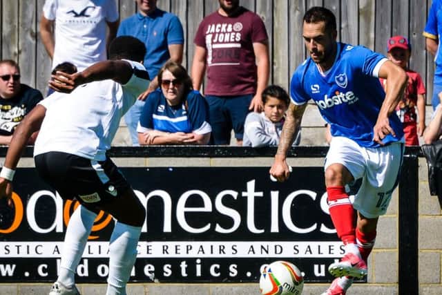 Milan Lalkovic in action for Pompey against Salisbury on Saturday Picture: Colin Farmery