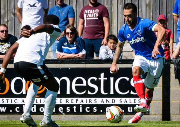Milan Lalkovic in action for Pompey against Salisbury on Saturday Picture: Colin Farmery