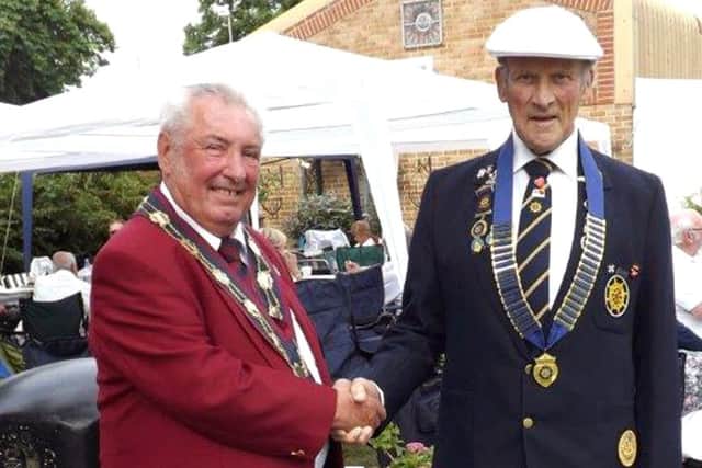 Ian Mulholland, left, president of the Hampshire Bowling Association with Len Lofting, the president of Forton Bowling Club