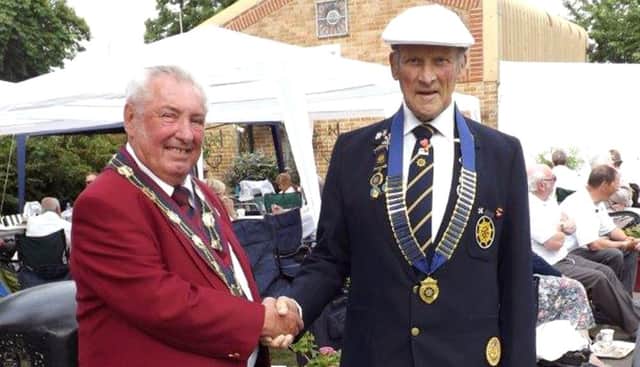 Ian Mulholland, left, president of the Hampshire Bowling Association with Len Lofting, the president of Forton Bowling Club