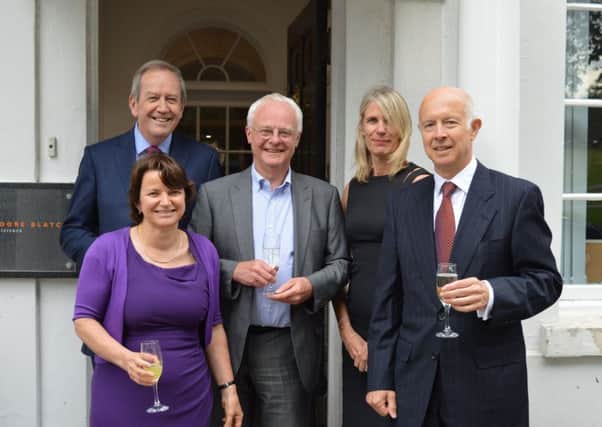 Staff at Moore Blatch and Calvert, Smith & Sutcliffe celebrate the merger - from left:: Janette Davies, David Thompson, Rob Morton, Jan Galloway, Tim Spring