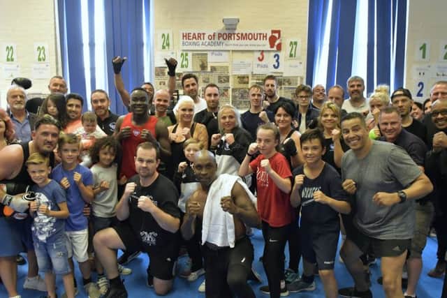 Boxing legend Nigel Benn visited Heart of Portsmouth boxing academy Pic: Neil Marshall