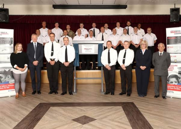 Members of the Warrant Officer and Senior Rates Mess and refurbishment partners from The Nuffield Trust and The Royal Navy and Royal Marines Charity