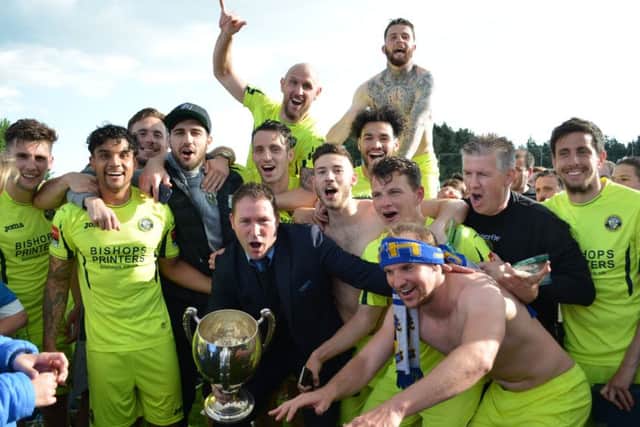 The Hawks celebrate their Ryman League premier division title. Picture: Hawks FC
