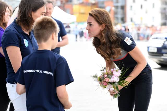 1851 Trust patron The Duchess of Cambridge visits the BAR headquarters in Old Portsmouth during last year's America's Cup