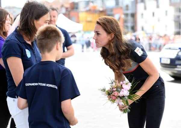 1851 Trust patron The Duchess of Cambridge visits the BAR headquarters in Old Portsmouth during last year's America's Cup