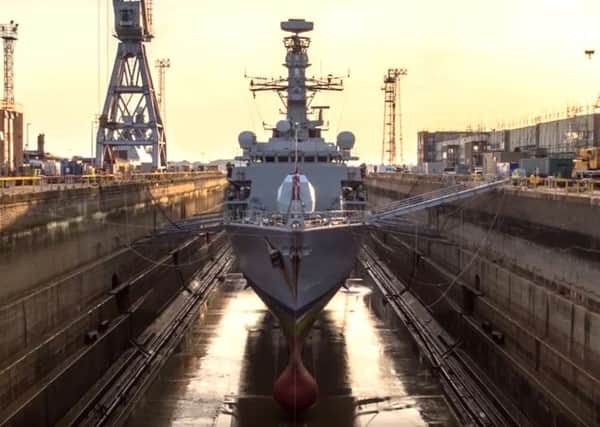 HMS St Albans in dry dock     Picture: Royal Navy/YouTube