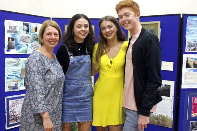 Karen Brown, head of art at St Johns College, with GCSE art and textiles students Emily Gosling, Fiona Brown and Kit King, all aged 16
