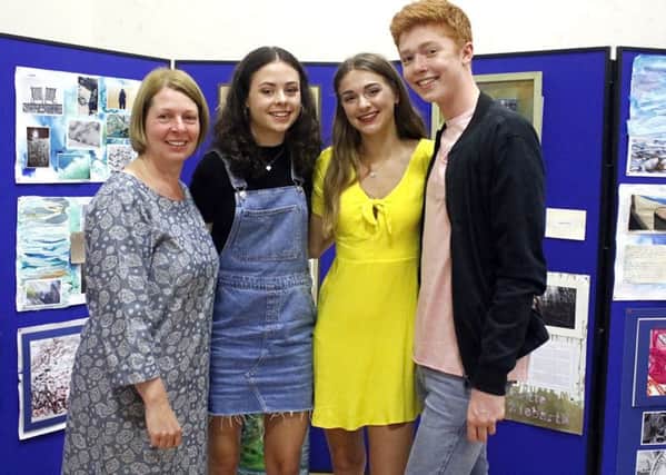 Karen Brown, head of art at St Johns College, with GCSE art and textiles students Emily Gosling, Fiona Brown and Kit King, all aged 16