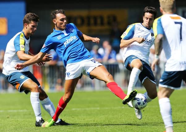 Kal Naismith in action for Pompey against the Hawks. Picture: Joe Pepler