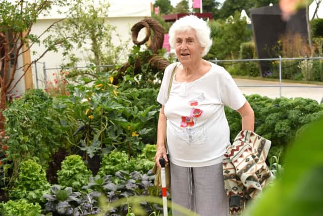 Daphne Somerfield visits RHS Hampton Court Flower Show with Blind Veterans UK