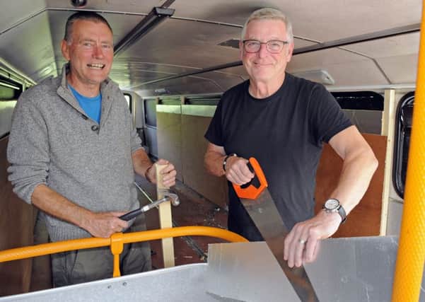 Work is getting underway on the Bus Project. Pictured: Mike Foster and Tony Crane, from Fareham Mens Shed who have been helping. Picture: Malcolm Wells.