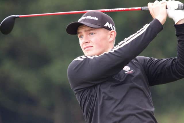 Corhampton's Scott Gregory drives off at the 18th on the Old Course at Walton Heath during the round of the European Amateur Championship. Picture: Andrew Griffin