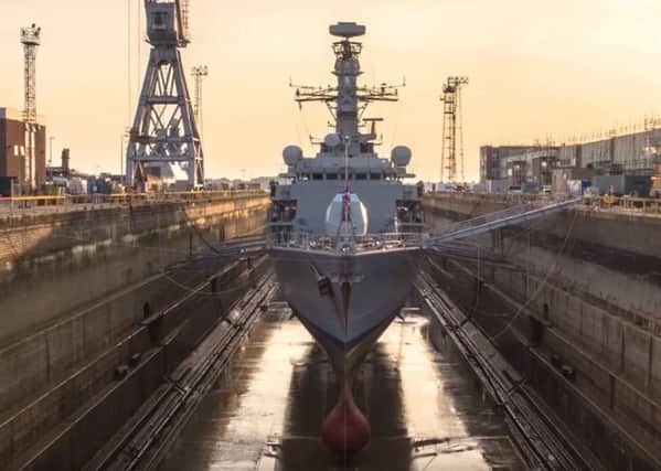 HMS St Albans sitting proudly in dry dock PHOTO: Royal Navy/YouTube