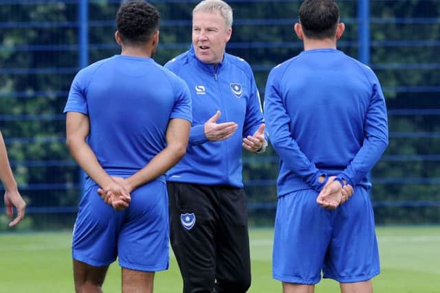 Kenny Jackett takes Pompey training at their Hilsea base