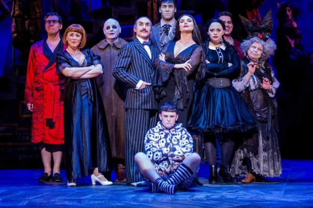 The cast of The Addams Family with Samantha, fourth from right, as Morticia. Picture: Matt Martin