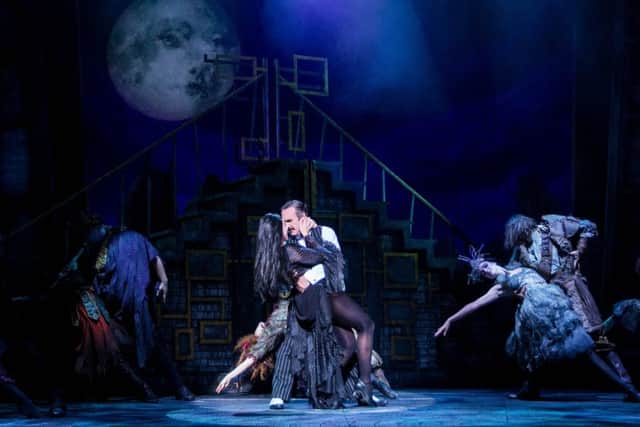 Samantha as Morticia with Cameron Blakely as Gomez Addams