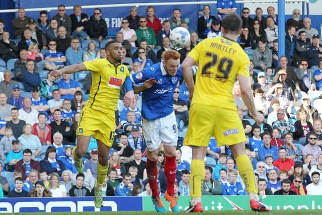 Tareiq Holmes-Dennis in action against Pompey during a loan spell with Plymouth. Picture: Joe Pepler