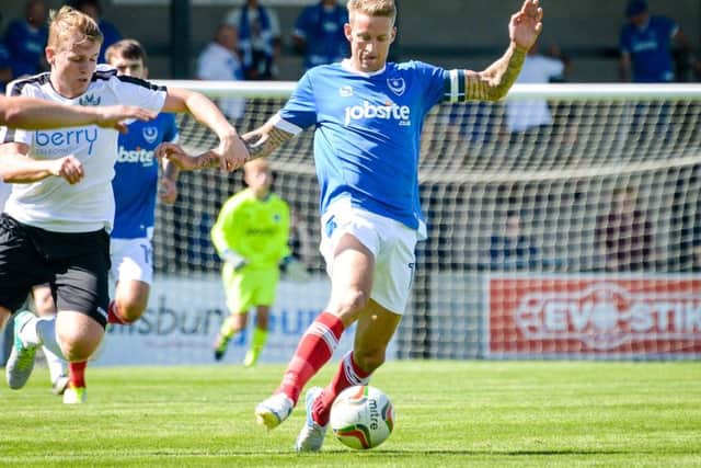 Carl Baker in pre-season action for Pompey against Salisbury last Saturday Picture: Colin Farmery