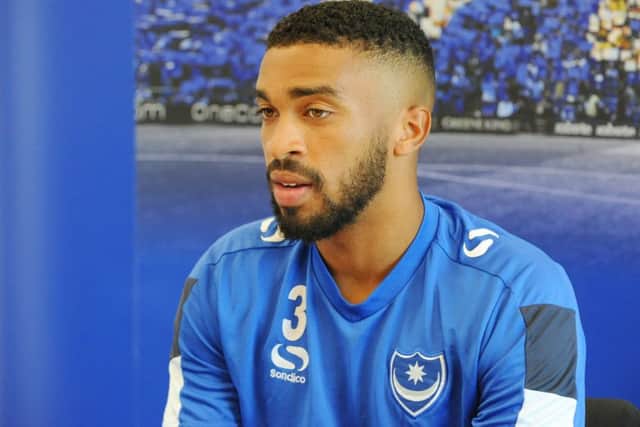 Tareiq Holmes-Dennis has joined Pompey on loan for the season. Picture: Sarah Standing (170841)
