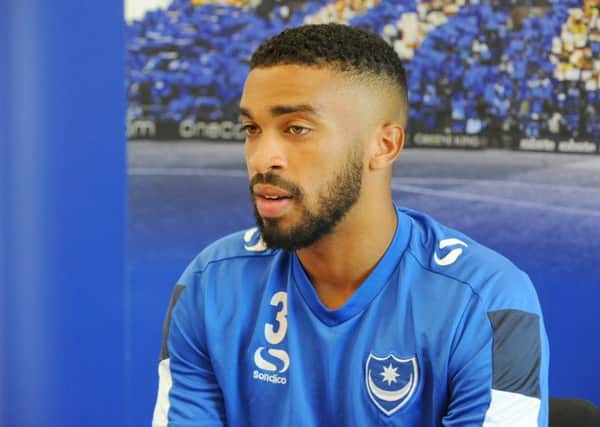 Tareiq Holmes-Dennis has joined Pompey on loan for the season. Picture: Sarah Standing (170841)