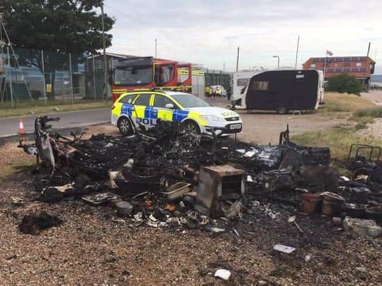 Caravan fire in Portsmouth