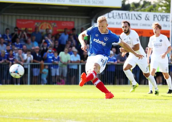 Curtis Main scored a second-half penalty for Pompey Picture: Joe Pepler