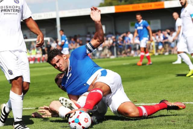 Gareth Evans in action during yesterday's 6-0 friendly win at Westleigh Park