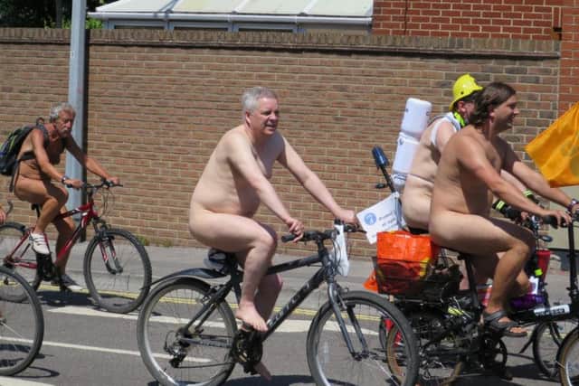 Riders in the World Naked Bike Ride leaving Alexandra Park in Portsmouth. Picture: Ben Fishwick