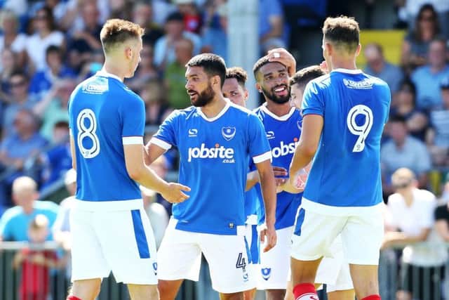 Adam May, Danny Rose, Kyle Bennett, Tareiq Holmes-Dennis, Conor Chaplin, Kal Naismith celebrate. Picture: Joe Pepler