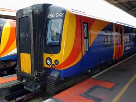 Trains at Portsmouth Harbour station