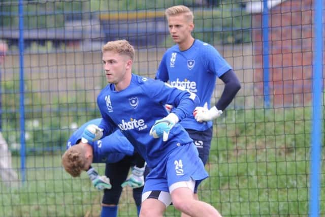 Harry Isted in action on the first day of Pompey pre-season