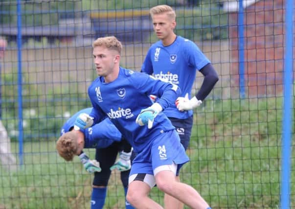 Harry Isted in action on the first day of Pompey pre-season