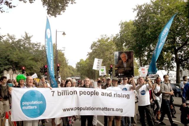 The charity Population Matters at a protest in London