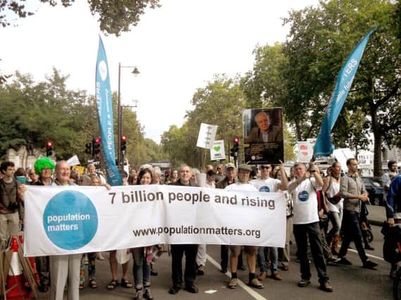 The charity Population Matters at a protest in London