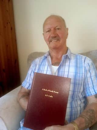Adrian with some of the poems he has had bound, for his family