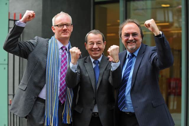 Ashley Brown, left, Mick Williams, middle, and Mark Trapani, right. Picture: Sarah Standing