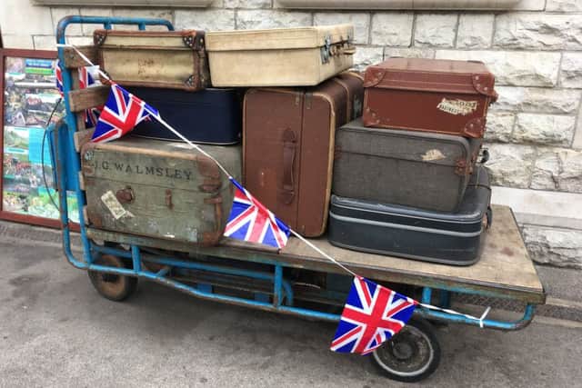 A traditional luggage trolley at Swanage railway station