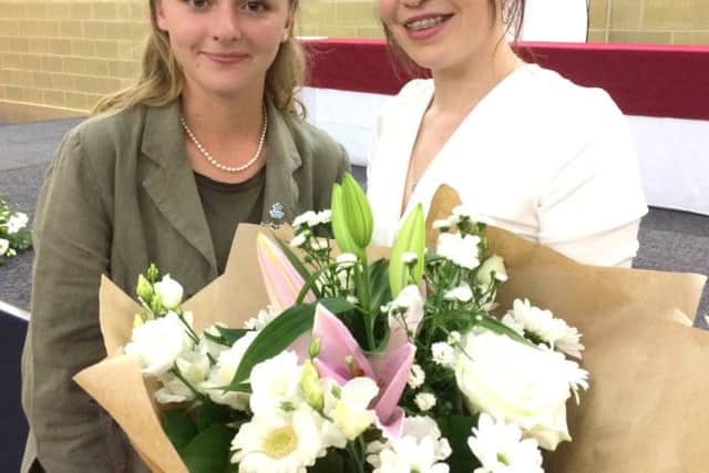 Head girl Nancy Fenton with former head girl Dr Emma Gowling