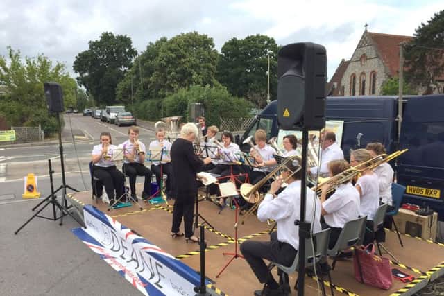 Denmead Brass Band in action at the Denmead Village Summer Party