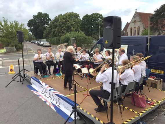 Denmead Brass Band in action at the Denmead Village Summer Party