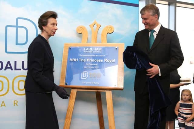 The Princess Royal unveiling a plaque to mark her visit with Cllr Sean Woodward     Pictures: Habibur Rahman
