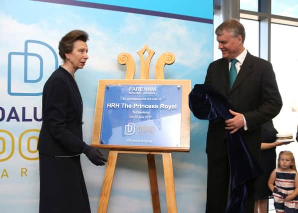 The Princess Royal unveiling a plaque to mark her visit with Cllr Sean Woodward
     Pictures: Habibur Rahman